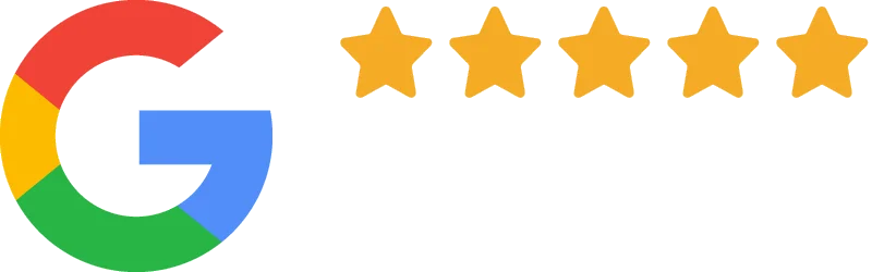 Google logo with five gold stars