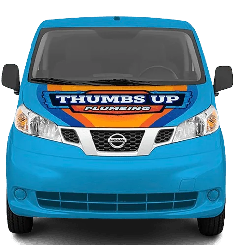 Blue Thumbs Up Plumbing van front view